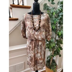 Shelby & Palmer Women's Brown Polyester Half Sleeves Knee Length Dress Size 16W